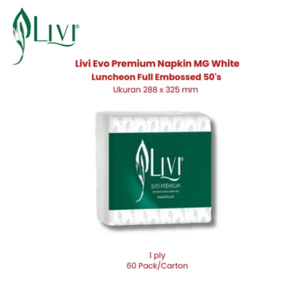Livi Evo Premium Napkin MG White Luncheon Full Embossed 50's