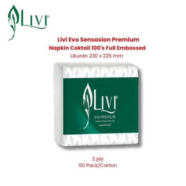 Livi Evo Sensasion Premium Napkin Coktail 100's Full Embossed